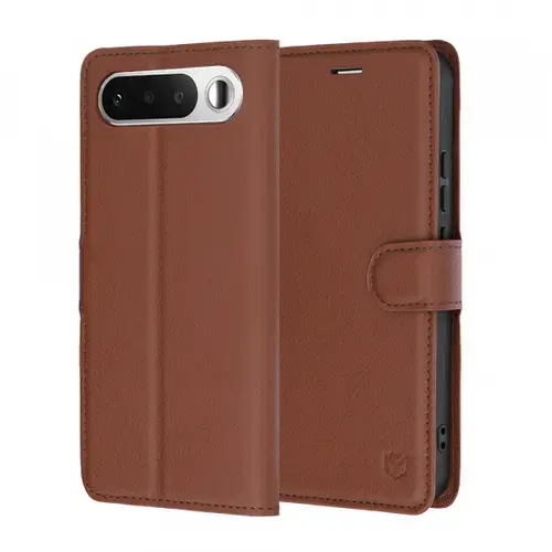 Husa pentru Realme 16, Techsuit, Leather Folio, Maro