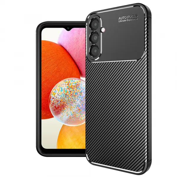 Husa pentru Samsung Galaxy A14 A145 / A14 5G A146, Techsuit, CarbonFiber, Neagra