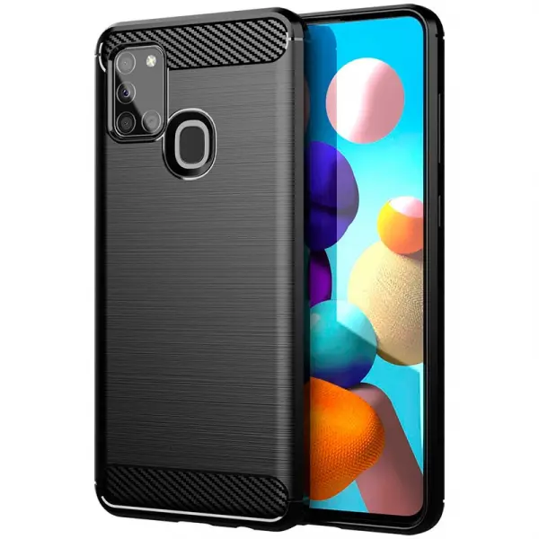 Husa pentru Samsung Galaxy A21s A217, Carbon, Neagra