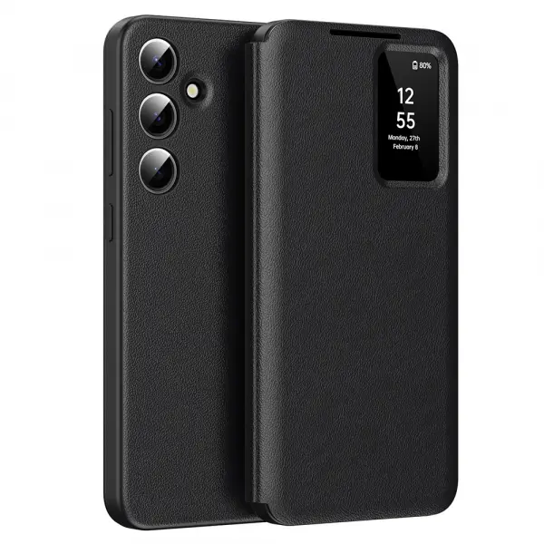 Husa pentru Samsung Galaxy A56 A566, Techsuit, SmartView, Neagra