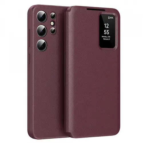 Husa pentru Samsung Galaxy S22 Ultra 5G S908, Techsuit, SmartView (Rosu)