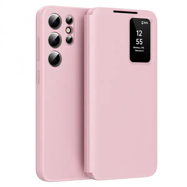 Husa pentru Samsung Galaxy S22 Ultra 5G S908, Techsuit, SmartView, Roz