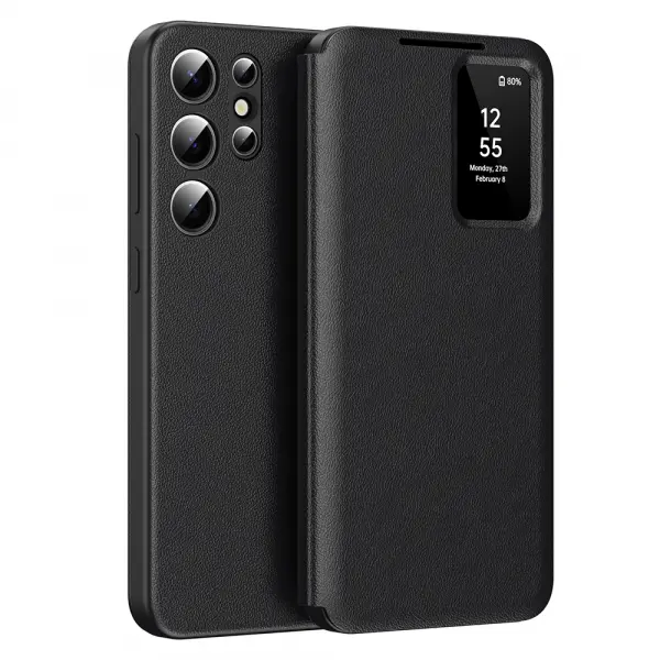 Husa pentru Samsung Galaxy S23 Ultra S918, Techsuit, SmartView, Neagra