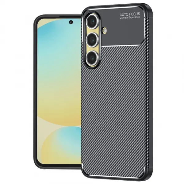 Husa pentru Samsung Galaxy S24 FE S721, Techsuit, CarbonFiber, Neagra