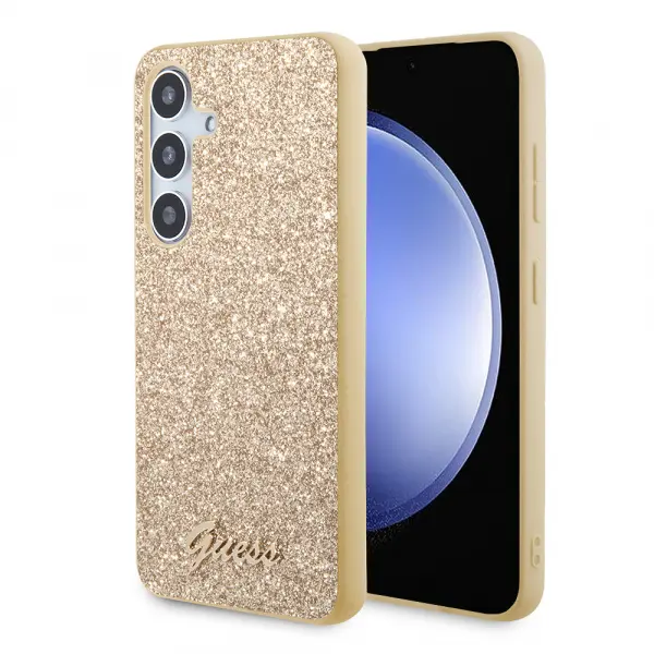 Husa pentru Samsung Galaxy S24+ S926, Guess, Glitter Script, Aurie