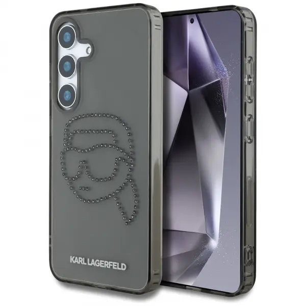 Husa pentru Samsung Galaxy S25 S931, Karl Lagerfeld, IML Rhinestones Karl's Head, Neagra