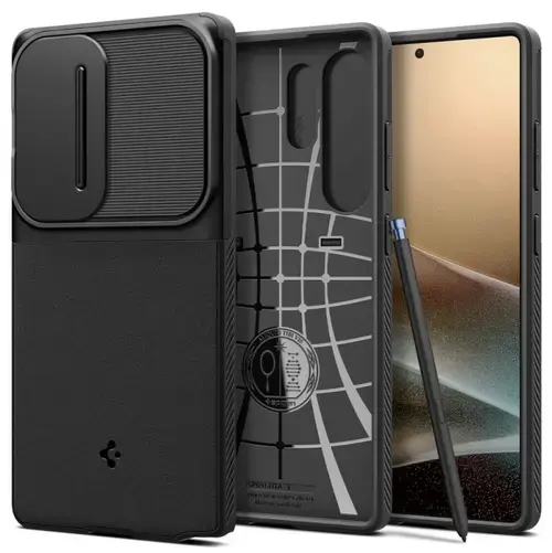 Husa pentru Samsung Galaxy S25 Ultra S938, Spigen ACS08969, OPTIK ARMOR, Neagra