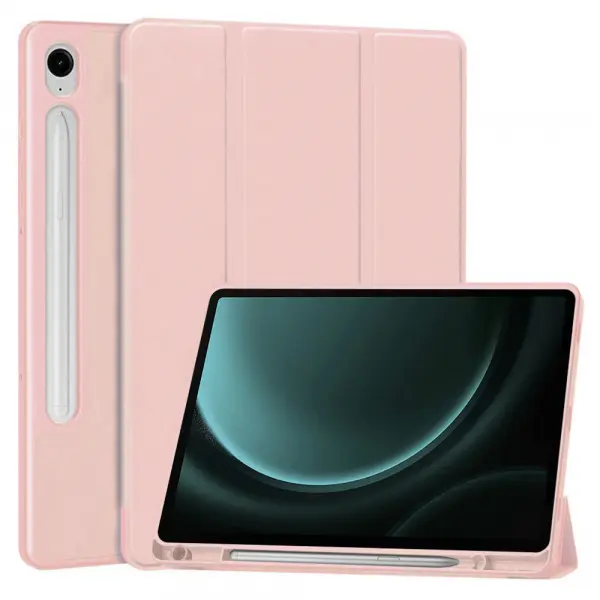 Husa pentru Samsung Galaxy Tab S9 FE / Tab S9 / Tab S10 FE, Techsuit, Flex Trifold, Roz