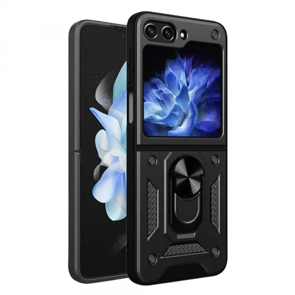 Husa pentru Samsung Galaxy Z Flip5 F731, Techsuit, CamShield, Neagra