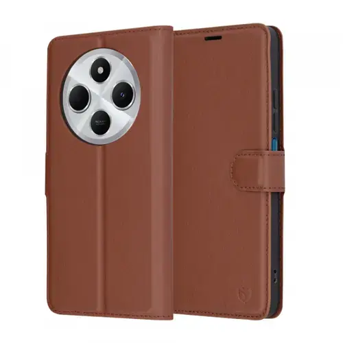 Husa pentru Xiaomi Poco C75 / Redmi 14C, Techsuit, Leather Folio, Maro