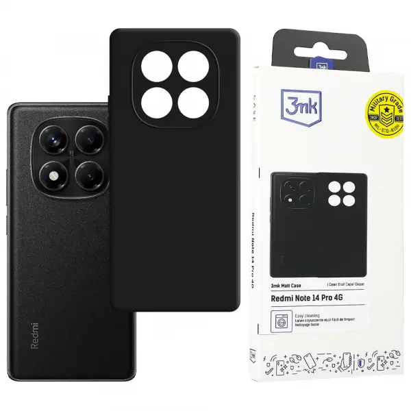 Husa pentru Xiaomi Redmi Note 14 Pro 4G, 3MK, Neagra Mata