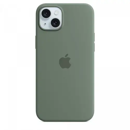 Husa protectie spate Apple Silicone Case MagSafe pentru Apple iPhone 15 Plus (Verde inchis)