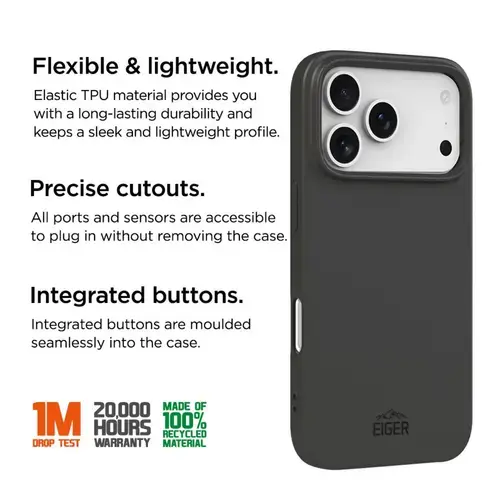 Husa Protectie Spate Eiger Eiger Grip GRS pentru Apple iPhone 17 Pro (Negru)