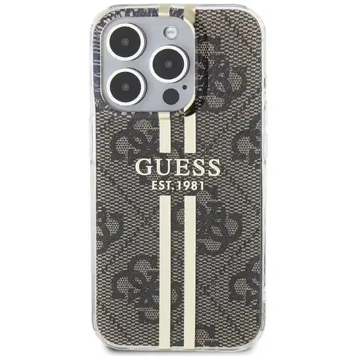 Husa Protectie Spate Guess 4G Gold Stripe pentru Apple iPhone 15 Pro (Maro)