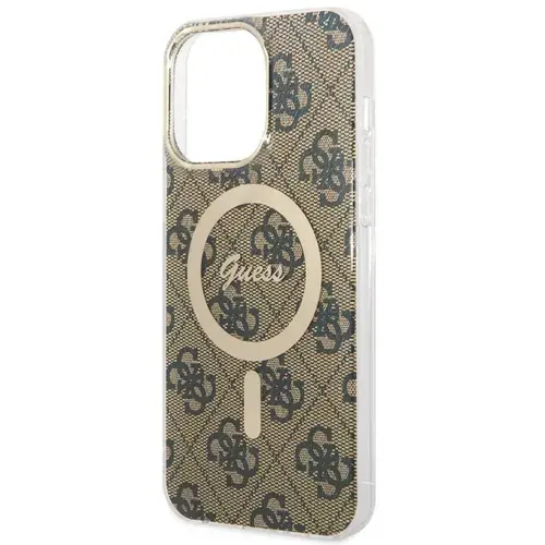Husa Protectie Spate Guess 4G MagSafe Apple iPhone 15 Pro (Maro)