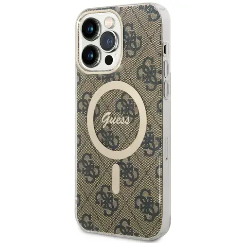 Husa Protectie Spate Guess 4G MagSafe pentru Apple iPhone 15 Pro Max (Maro)