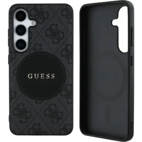 Husa Protectie Spate Guess 4G Round Patch Classic Logo MagSafe pentru Samsung Galaxy S25 Plus (Negru)