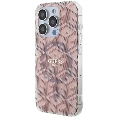 Husa Protectie Spate Guess GCube MagSafe pentru Apple iPhone 15 Pro (Roz)