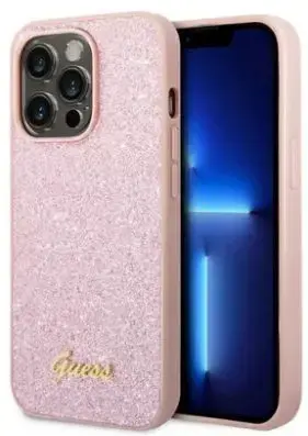Husa Protectie Spate Guess Glitter GUHCP14XHGGSHP pentru iPhone 14 Pro Max (Roz)