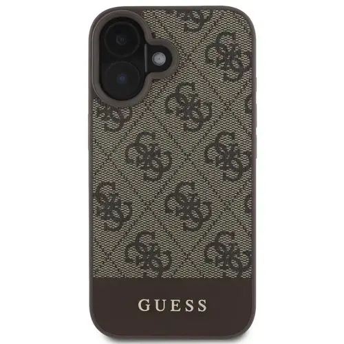 Husa Protectie Spate Guess GUHCP16SG4GLBR 4G Stripe Logo pentru Apple iPhone 16 (Maro)