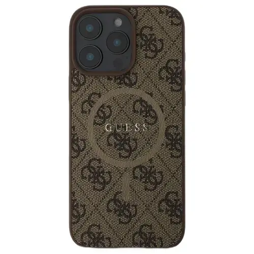 Husa Protectie Spate Guess PU Leather 4G Colored Ring MagSafe GUHMP16XG4GFRW pentru Apple iPhone 16 Pro Max (Maro)