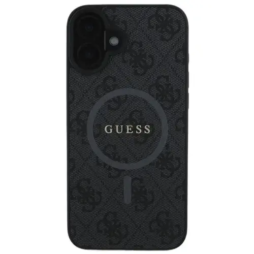 Husa Protectie Spate Guess PU Leather 4G GUHMP16SG4GFRK Colored Ring MagSafe pentru Apple iPhone 16 (Negru)