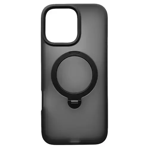 Husa Protectie Spate Lemontti LEMHHSMIXVIPMN Hybrid MagSafe pentru Apple iPhone 16 Pro Max, cu suport rotativ (Negru)