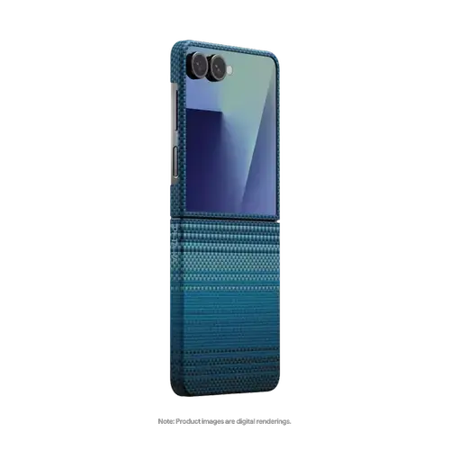 Husa Protectie Spate Pitaka FMFLIP7 pentru Samsung Galaxy Z Flip7, MagEZ 7, Ultra-Slim, MagSafe (Albastru)