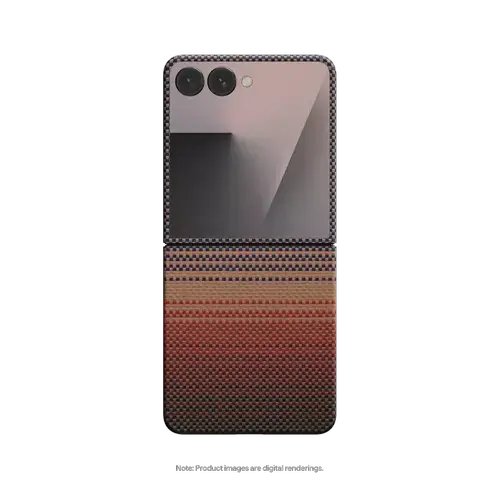 Husa Protectie Spate Pitaka FSFLIP7 pentru Samsung Galaxy Z Flip7, MagEZ 7, Ultra-Slim, MagSafe (Rosu)