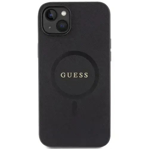 Husa Protectie Spate Saffiano MagSafe pentru Apple iPhone 15 Plus (Negru)