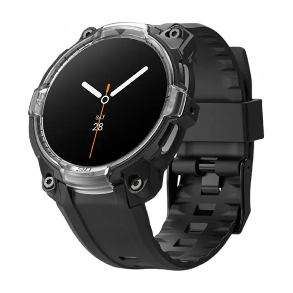 Husa Ringke Rugged Gear pentru Samsung Galaxy Watch9 / Watch8 44mm, Neagra Transparenta