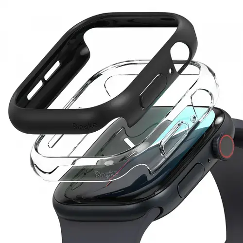 Husa Ringke Slim pentru Apple Watch Series 10 / 11 46mm, Set 2 bucati, Neagra Mata / Transparenta