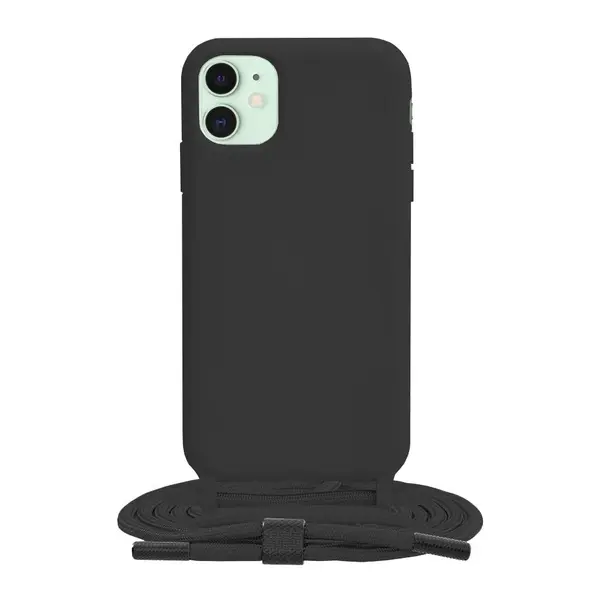 Husa silicon cu snur Crossbody Lanyard - Apple iPhone 11 - Black - iPhone 11
