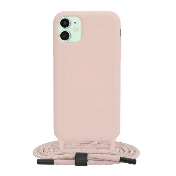 Husa silicon cu snur Crossbody Lanyard - Apple iPhone 11 - Pink - iPhone 11
