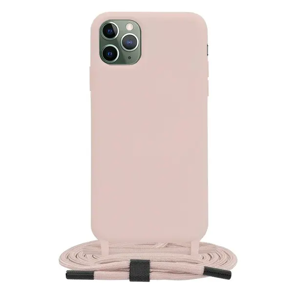 Husa silicon cu snur Crossbody Lanyard - Apple iPhone 11 Pro - Pink - iPhone 11 Pro