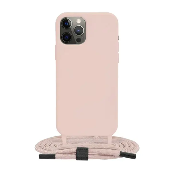 Husa silicon cu snur Crossbody Lanyard - Apple iPhone 12 Pro Max - Pink - iPhone 12 Pro Max