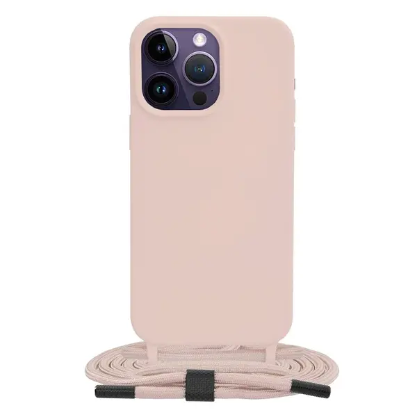 Husa silicon cu snur Crossbody Lanyard - Apple iPhone 14 Pro Max - Pink - iPhone 14 Pro Max