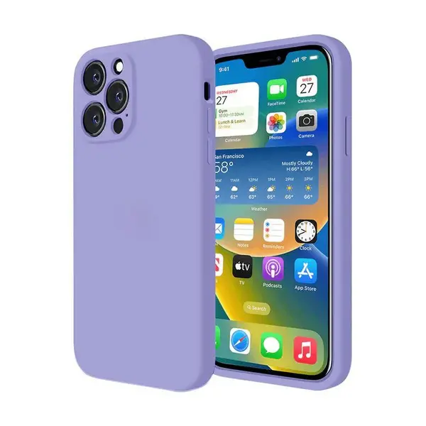 Husa Silicon Interior Microfibra Lila Full Camera Apple iPhone 14 Pro - iPhone 14 Pro