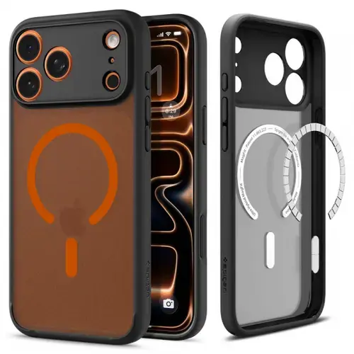 Husa Spigen Ultra Hybrid MagSafe pentru Apple iPhone 17 Pro Max, Negru/Portocaliu