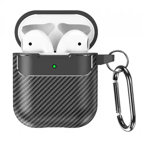 Husa Techsuit CarbonFiber pentru Apple AirPods Gen 2 / Gen 1 (Negru)