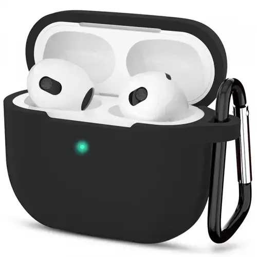 Husa Techsuit Silicone Case pentru Apple AirPods 3 (Negru)
