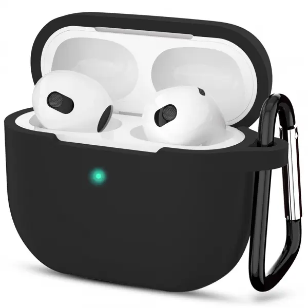 Husa Techsuit Silicone pentru Apple AirPods 3, Neagra