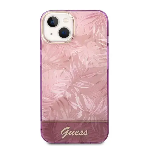 Husa telefon Guess Jungle pentru iPhone 14 Plus, Plastic, Roz