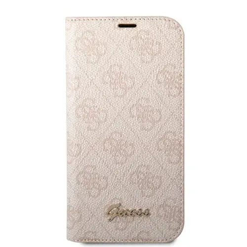 Husa telefon Guess pentru iPhone 14 Pro, Metal Camera Outline Book, Piele ecologica, Roz