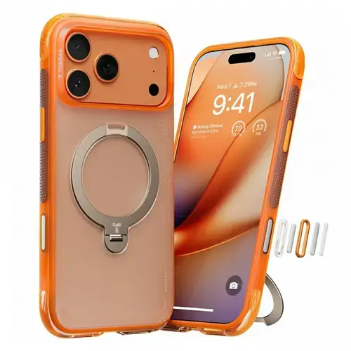 Husa Torras Ostand Spin Air pentru Apple iPhone 17 Pro Max, Portocaliu