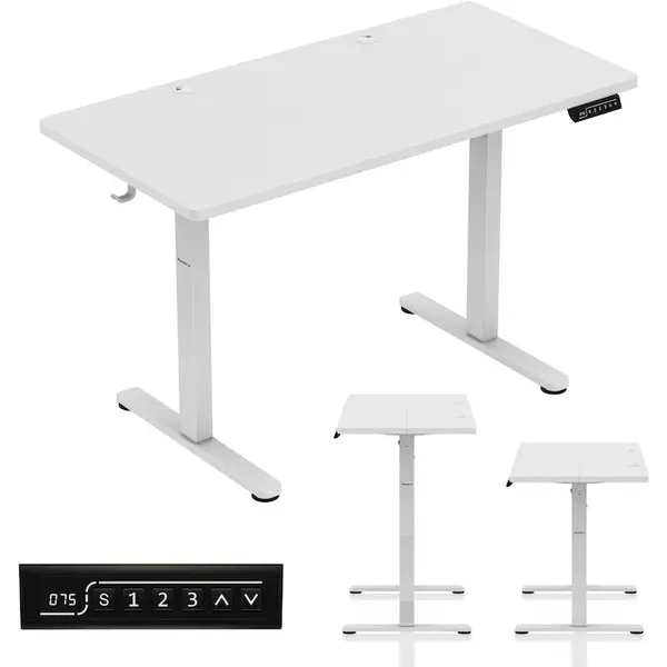 Huzaro Birou electric Huzaro Hero 8.1, reglare 72–118 cm, panou LED, capacitate 50 kg, dimensiuni 120×60 cm, Alb