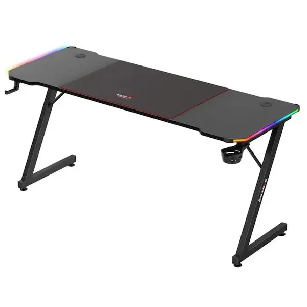 Huzaro Birou gaming Huzaro, Hero 4.8, RGB LED, dimensiuni 160 x 60 x 74 cm, Iluminare LED, inclusiv mousepad 80 x 58 cm, Negru