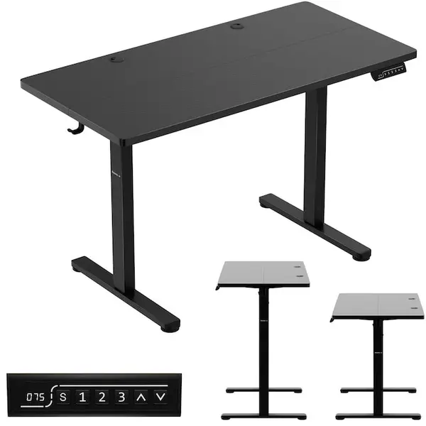 Huzaro Birou gaming Huzaro Hero 8.1, dimensiuni 120×60 cm, reglare electrica inaltime 72–118 cm, panou LED, capacitate 50 kg, Negru