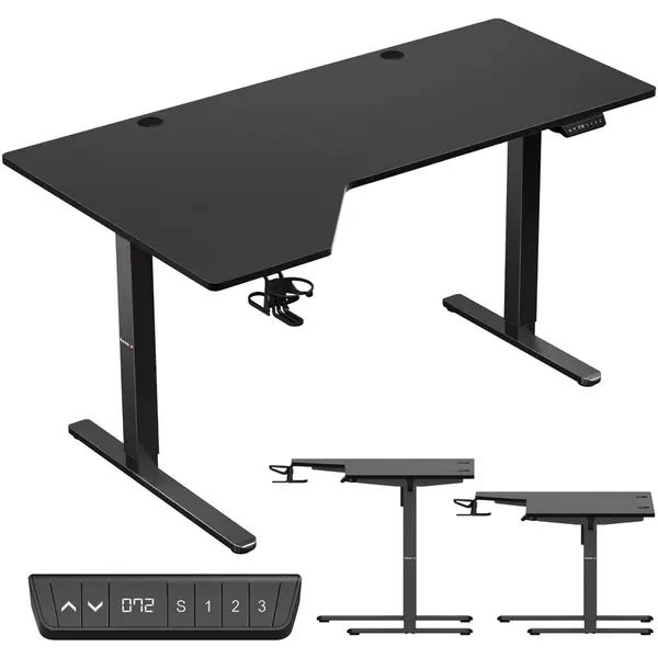 Huzaro Birou reglabil electric pe inaltime Huzaro Hero 9.1, blat 1450x850 mm, cu functii de memorie, Negru