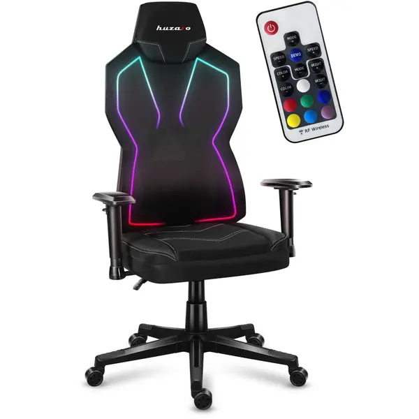 Huzaro Scaun gaming Huzaro Combat 6.2 LED RGB, material Mesh, cu cotiere reglabile, 140 kg, Negru